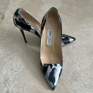Jimmy Choo black silver camo heels